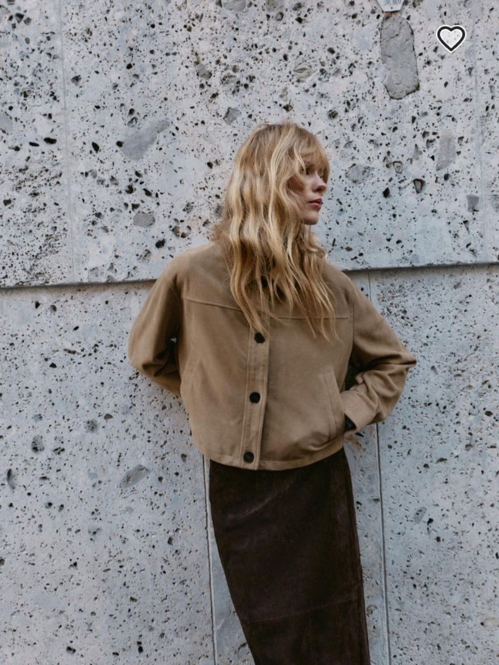 Zara Tan 100% Leather Cropped Button-Front Jacket